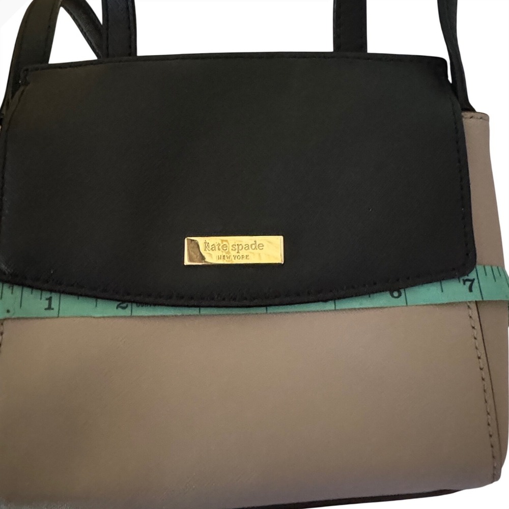 Kate Spade Laurel Mini Crossbody Leather Bi Tone Black Almondine Bag - Picture 10 of 11